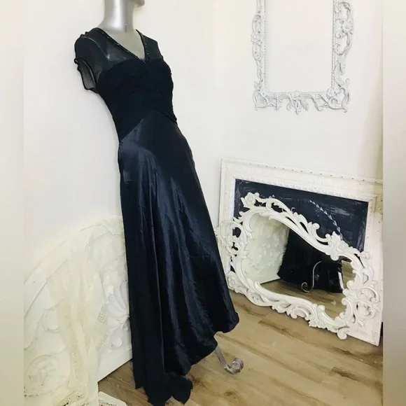 Dusk Black Silk/Sheer Dress NWT - Picture 9 of 10